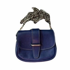 ROOTS Canada Leather Crossbody Bag with Silver Chain Strap